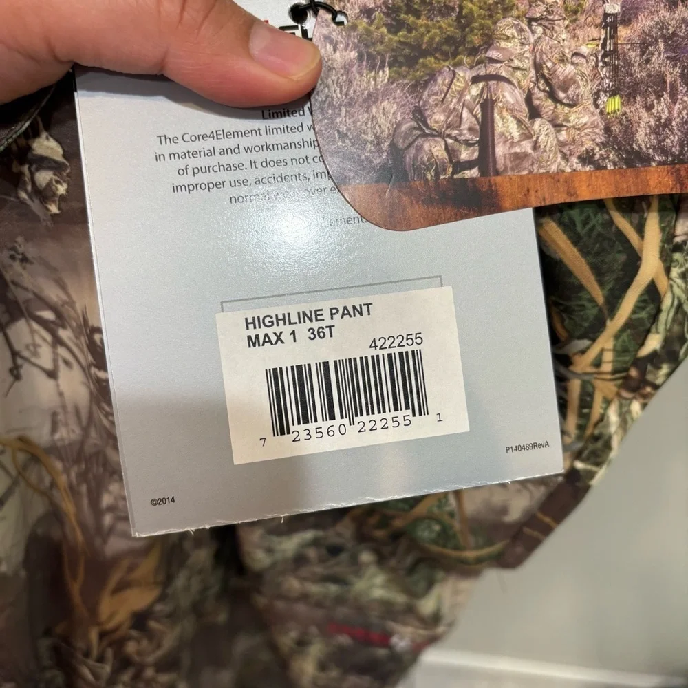 Core 4 Elements Highland Max 1 Camo Hunting Pants Men’s Size 36-T NEW